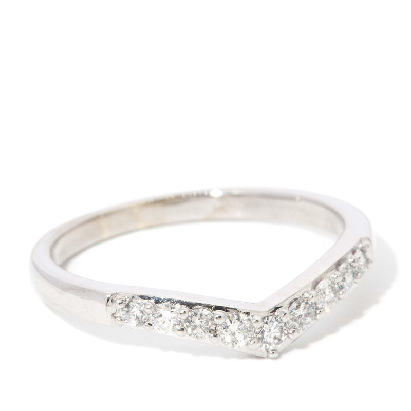 Vintage Circa 1980s Diamond Chevron Ring 18 Carat White Gold