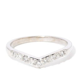 Vintage Circa 1980s Diamond Chevron Ring 18 Carat White Gold