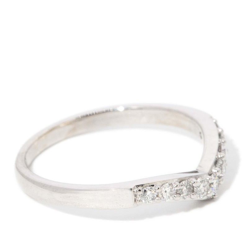 Vintage Circa 1980s Diamond Chevron Ring 18 Carat White Gold