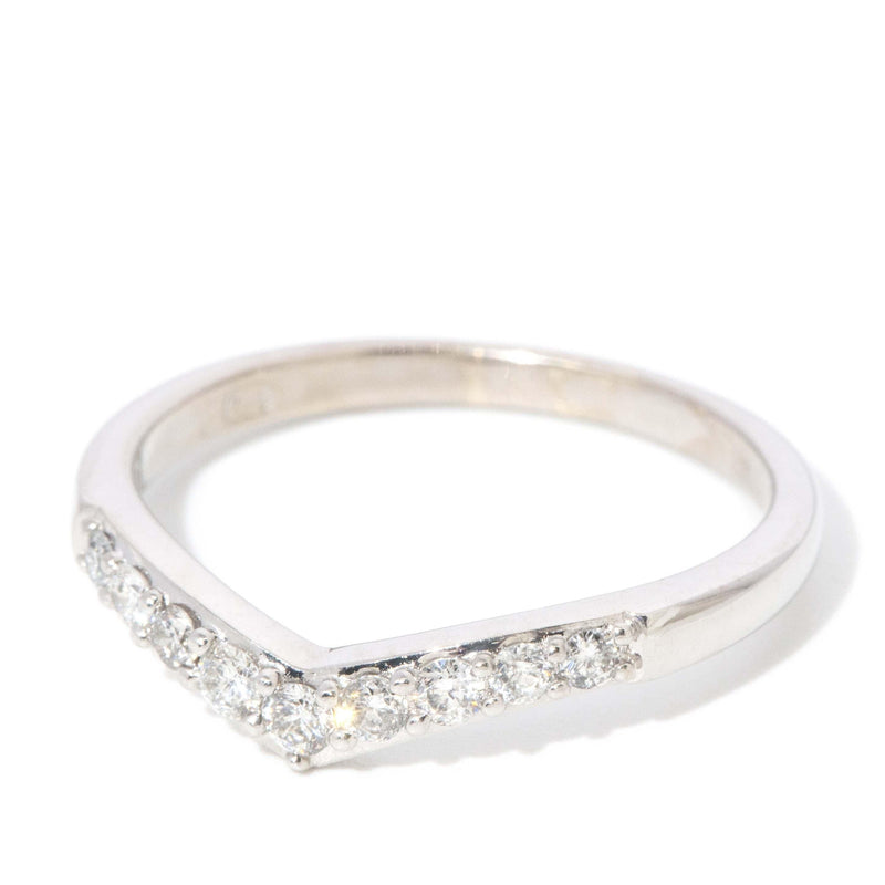 Vintage Circa 1980s Diamond Chevron Ring 18 Carat White Gold