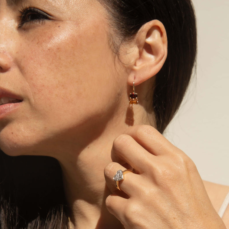 Contemporary Citrine & Garnet Fish Hook Earrings 9 Carat Gold