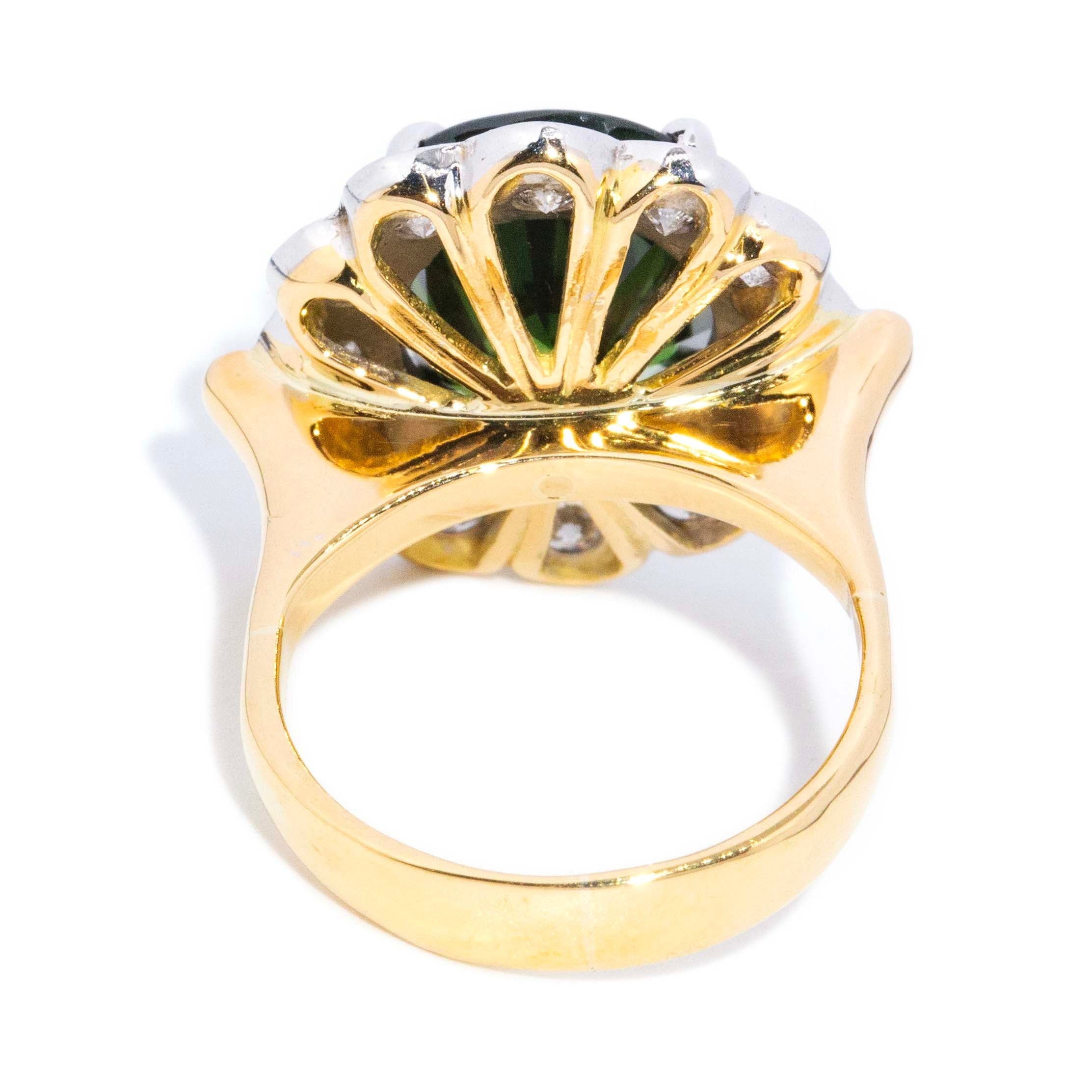 Dulcinea Green Sapphire & Diamond Ring 18ct Gold Rings Imperial Jewellery 