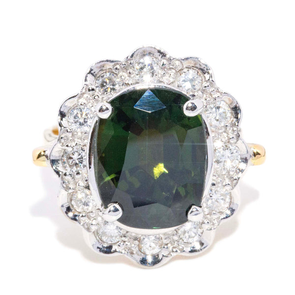 Dulcinea Green Sapphire & Diamond Ring 18ct Gold Rings Imperial Jewellery 