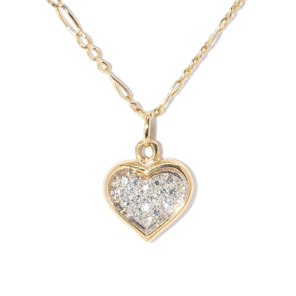Echo Circa 1990s Heart Cluster 18ct Gold Pendant & 14ct Chain