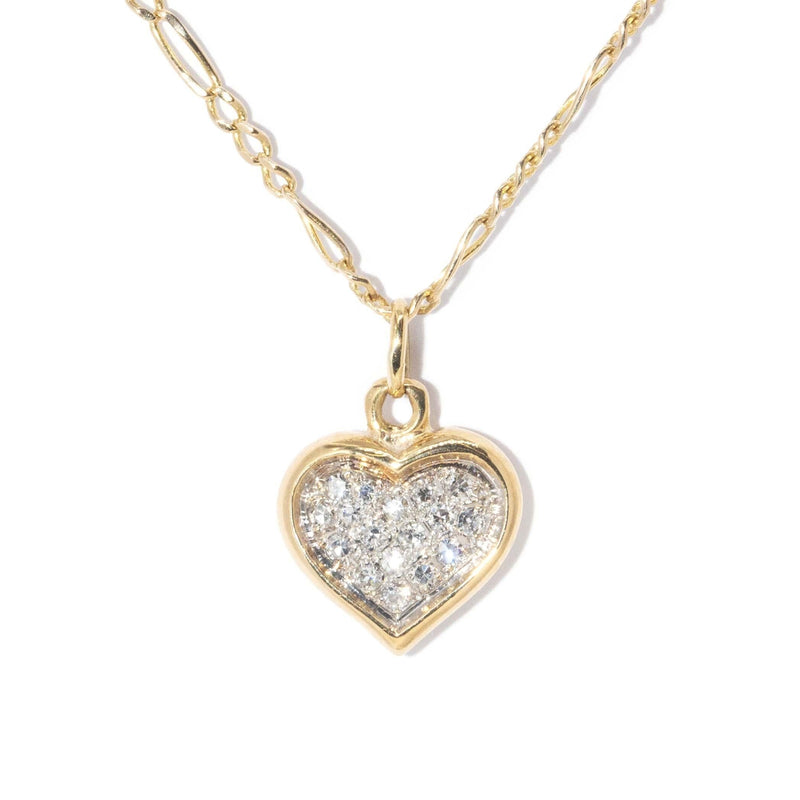 Echo Circa 1990s Heart Cluster 18ct Gold Pendant & 14ct Chain