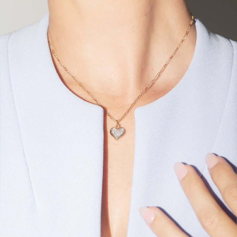 Echo Circa 1990s Heart Cluster 18ct Gold Pendant & 14ct Chain