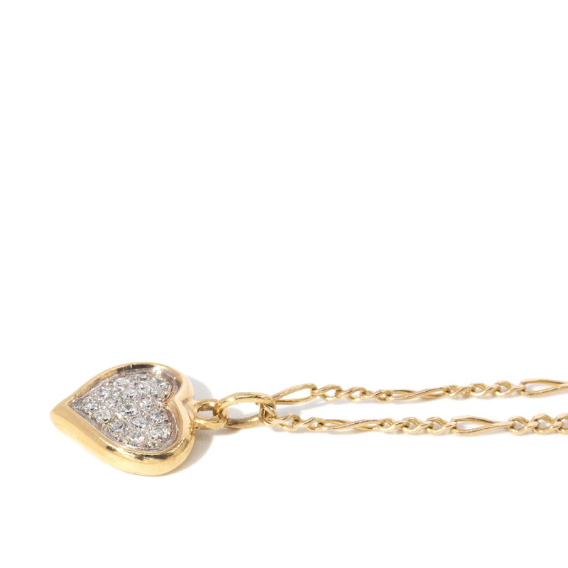 Echo Circa 1990s Heart Cluster 18ct Gold Pendant & 14ct Chain