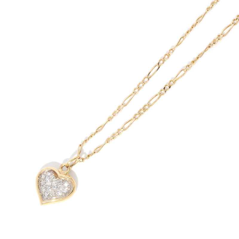 Echo Circa 1990s Heart Cluster 18ct Gold Pendant & 14ct Chain