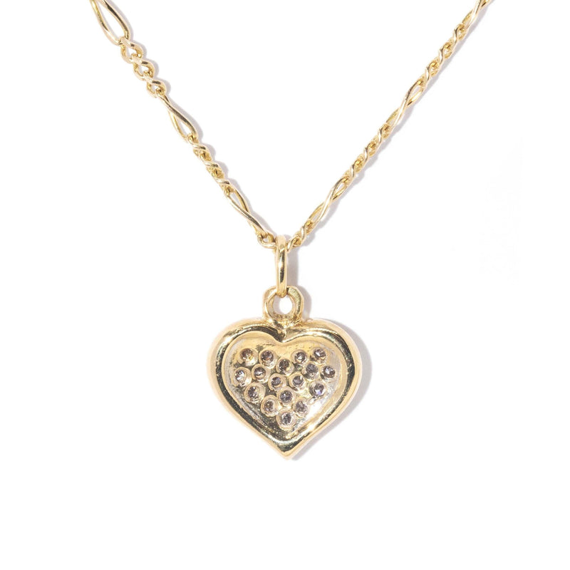 Echo Circa 1990s Heart Cluster 18ct Gold Pendant & 14ct Chain