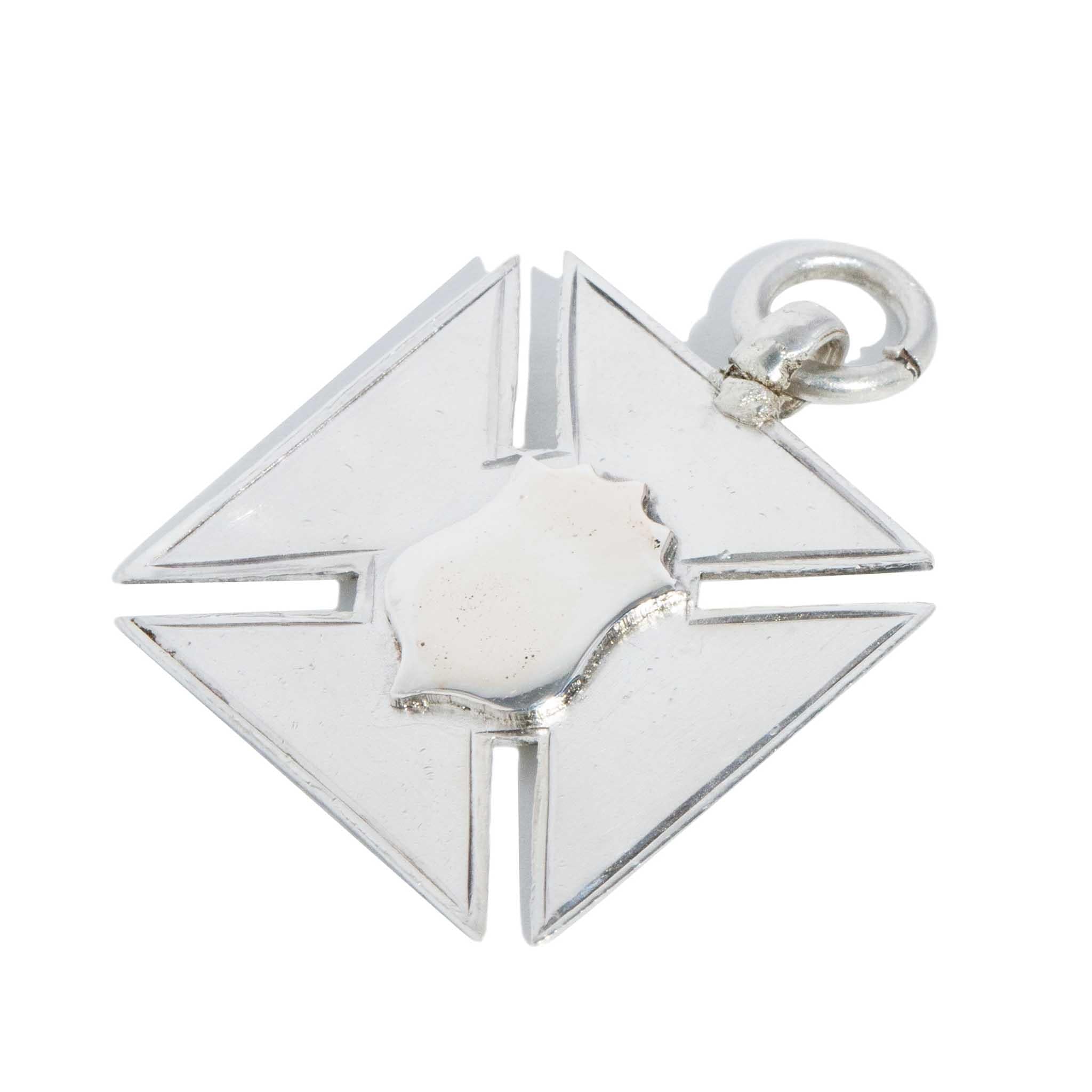 Vintage 1922 Shield & Cross Style Pendant Sterling Silver