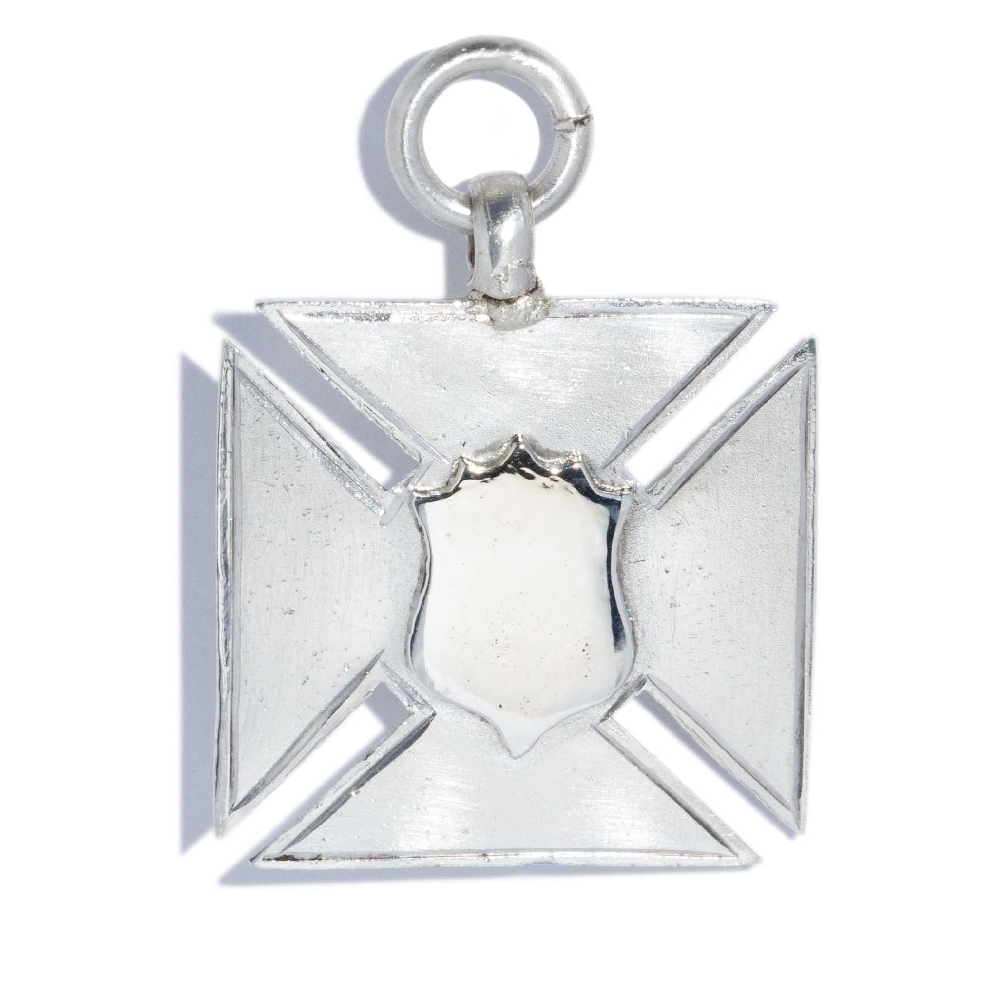 Vintage 1922 Shield & Cross Style Pendant Sterling Silver