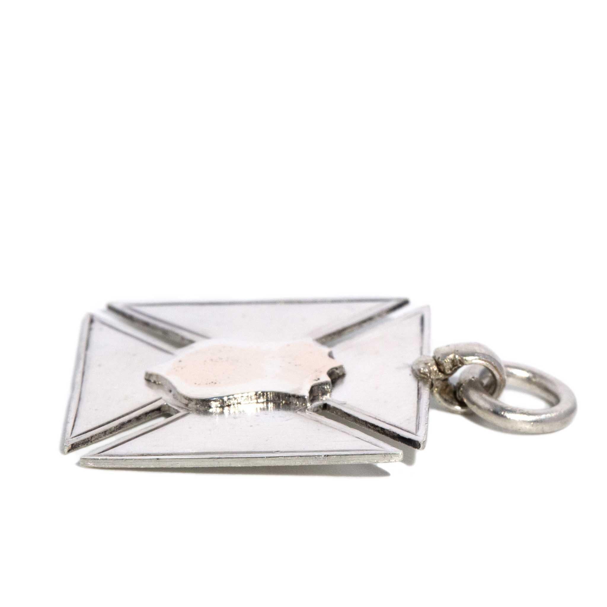 Vintage 1922 Shield & Cross Style Pendant Sterling Silver