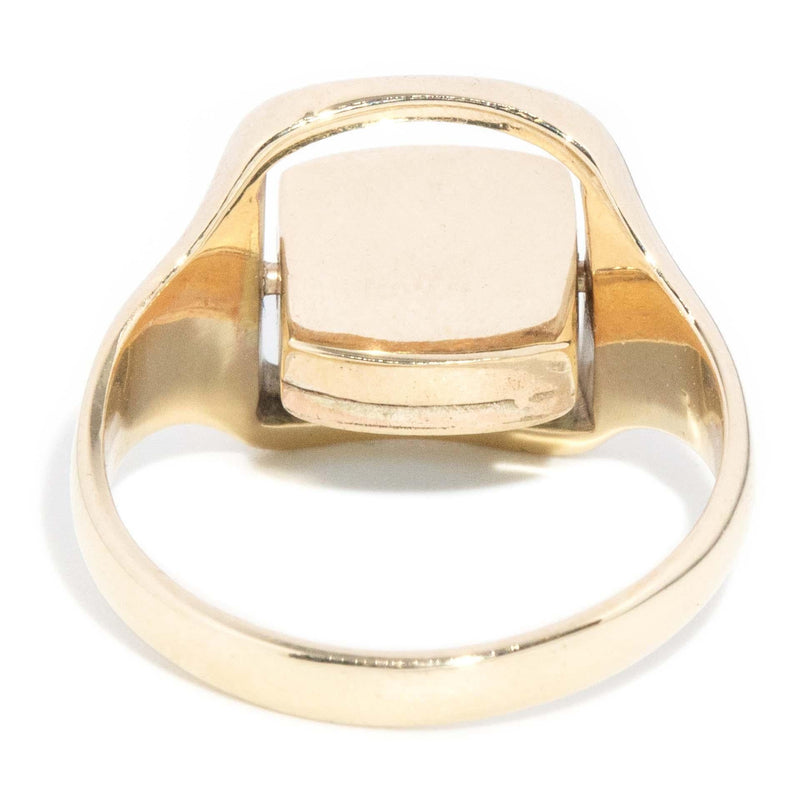 Vintage Circa 1950s Swivel Enamel Signet Ring 9 Carat Gold