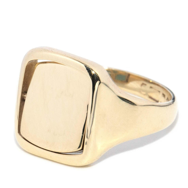 Vintage Circa 1950s Swivel Enamel Signet Ring 9 Carat Gold