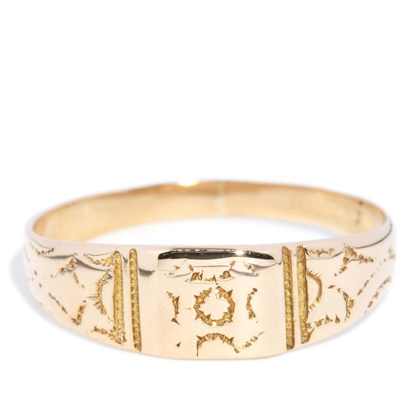 Antique Victorian Era Patterned Ring 9 Carat Gold