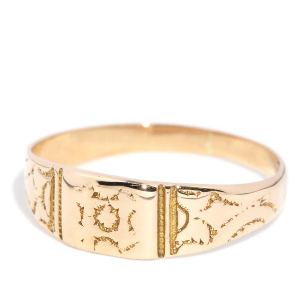 Antique Victorian Era Patterned Ring 9 Carat Gold