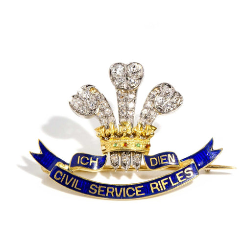 Edward Antique Prince of Wales Diamond Pin 18K Two Tone Gold