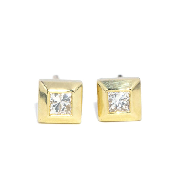 Reinvented Vintage Princess Diamond Studs 9 Carat Gold