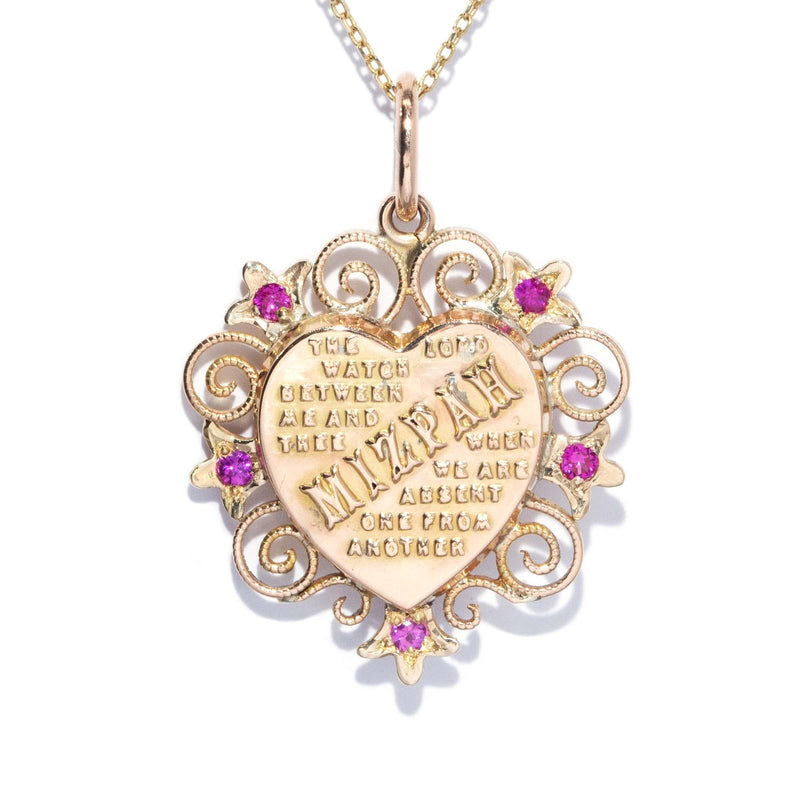 Antique Victorian Era Sapphire Heart Pendant 9 Carat Yellow Gold