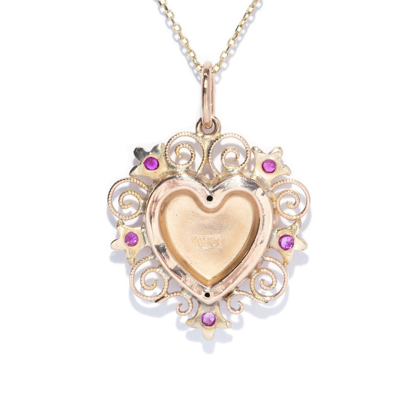 Antique Victorian Era Sapphire Heart Pendant 9 Carat Yellow Gold