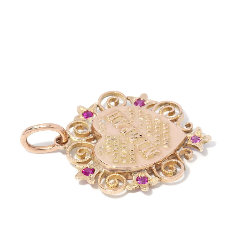 Antique Victorian Era Sapphire Heart Pendant 9 Carat Yellow Gold