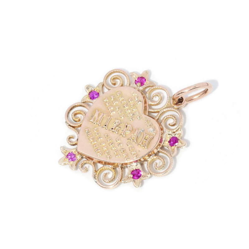 Antique Victorian Era Sapphire Heart Pendant 9 Carat Yellow Gold