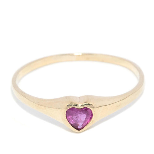 Effie Petite Heart Cut Ruby Solitaire Ring 18K Yellow Gold