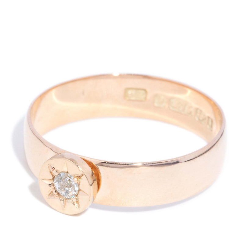 Antique 1908 Star Set Diamond Hallmarked Band 9ct Rose Gold
