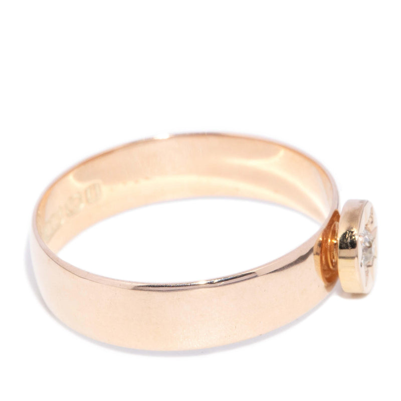 Antique 1908 Star Set Diamond Hallmarked Band 9ct Rose Gold