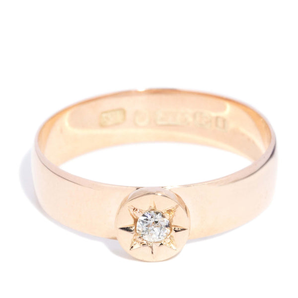 Antique 1908 Star Set Diamond Hallmarked Band 9ct Rose Gold