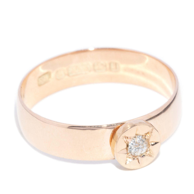 Antique 1908 Star Set Diamond Hallmarked Band 9ct Rose Gold