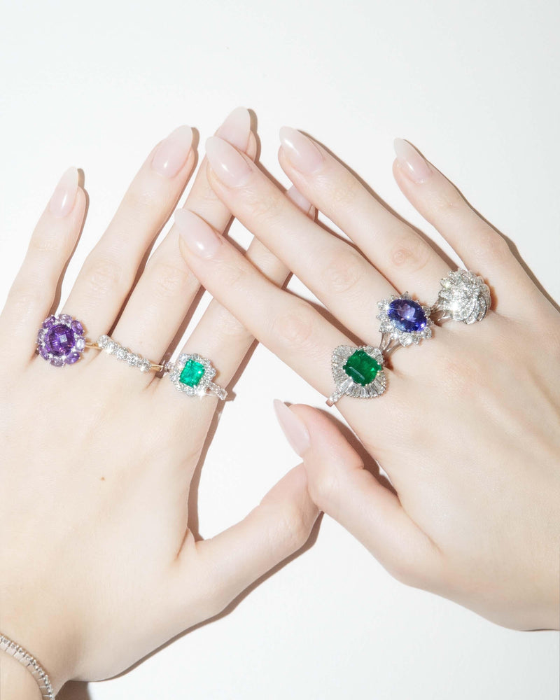 Vintage Circa 1980s Amethyst & Diamond Cluster Ring 9 Carat Gold