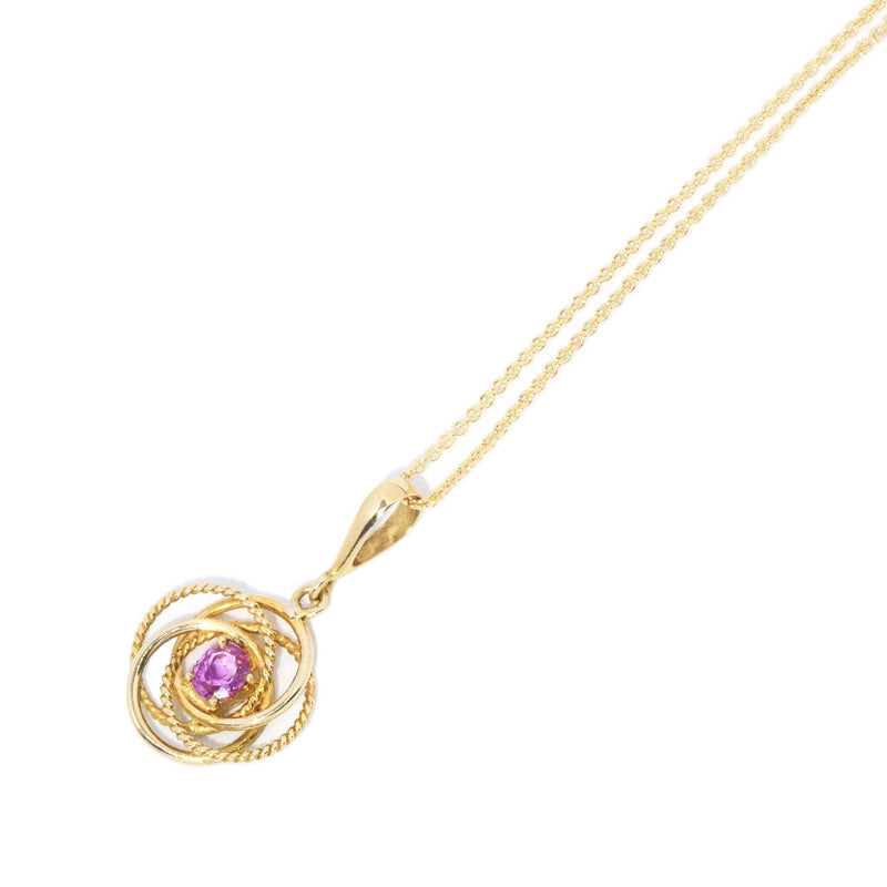 Vintage Circa 1970s Pink Sapphire Flower Pendant 14 Carat Gold