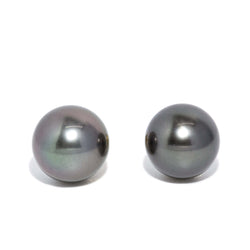 Contemporary Tahitian Pearl Studs 18 Carat Yellow Gold
