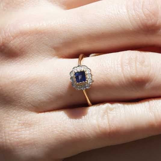 Eloise Sapphire & Diamond 9 Carat Gold Cluster Ring* DRAFT Rings Imperial Jewellery 