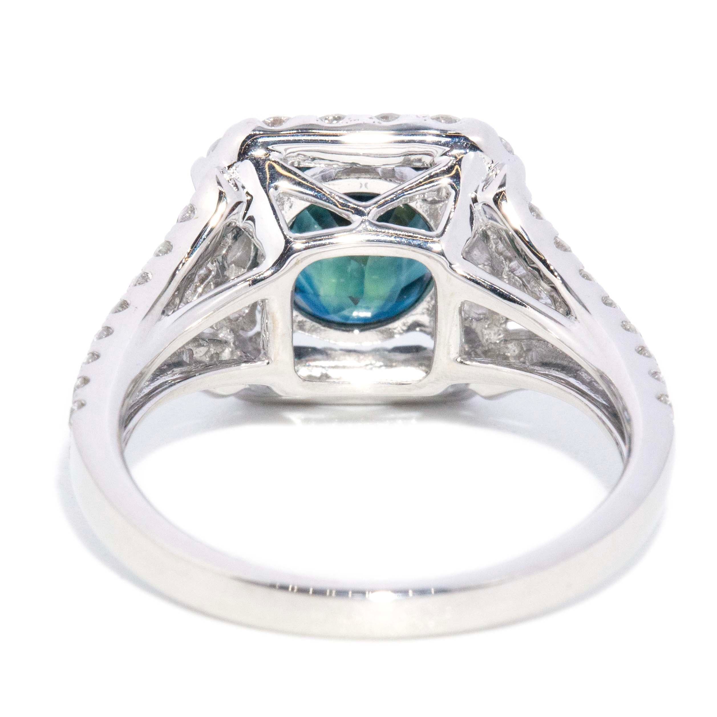 Elouise Sapphire Diamond Two Tone Halo Ring 18ct Gold Rings Imperial Jewellery 