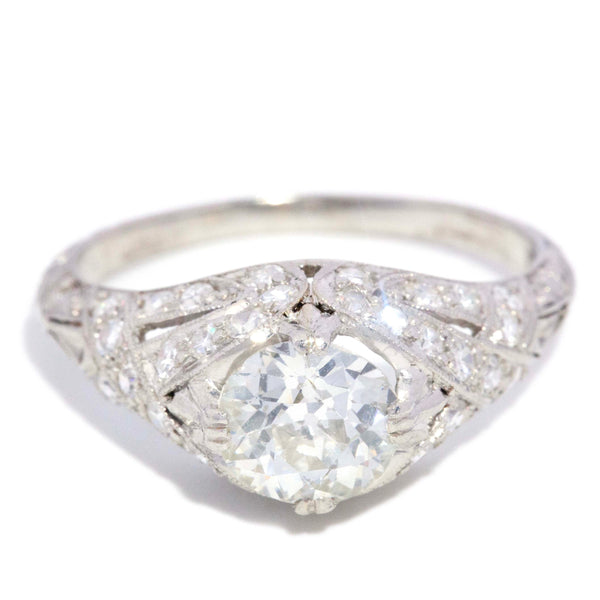 Elvira 1930s Pavé Old European Cut Diamond Platinum Dome Ring Rings Imperial Jewellery 