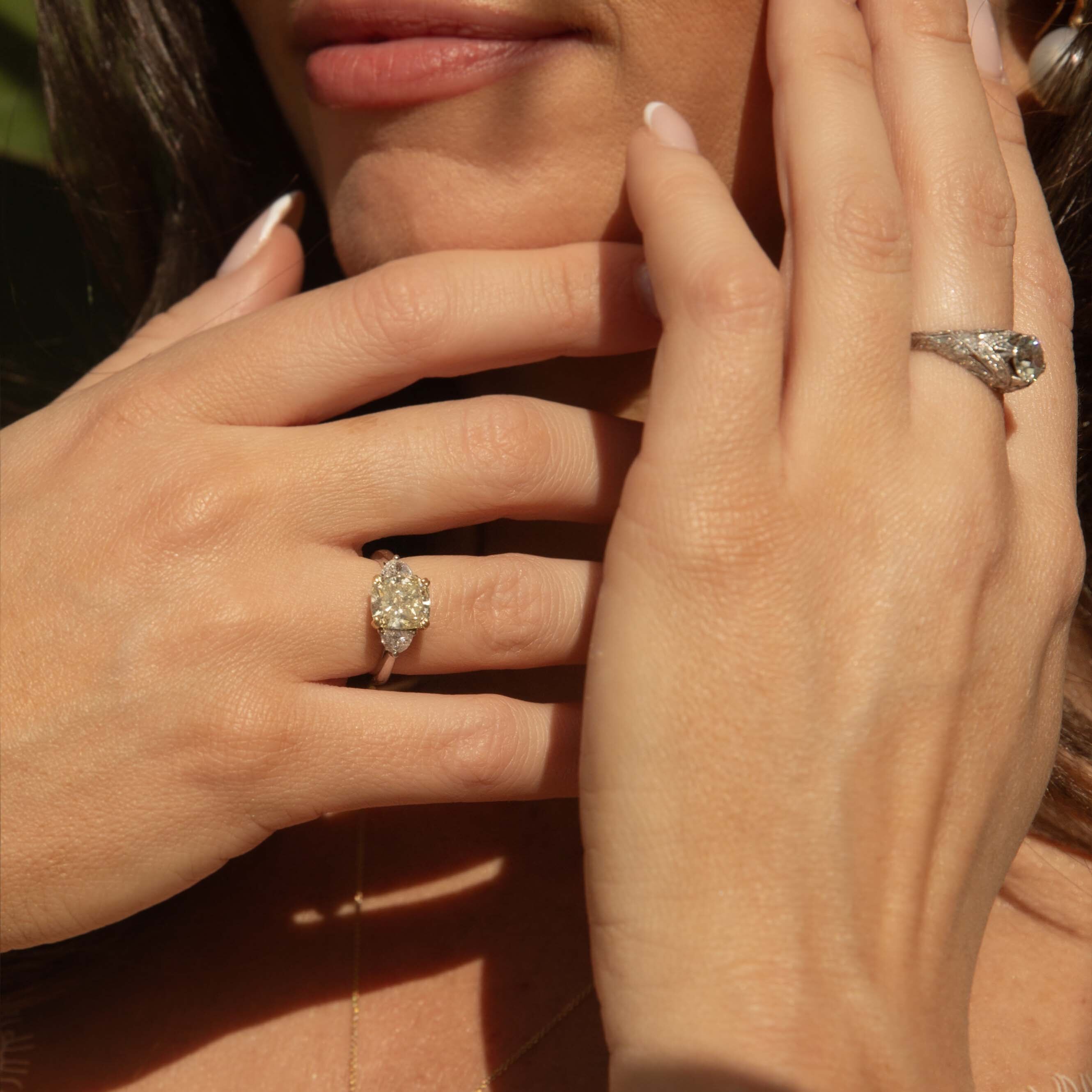 Elvira 1930s Pavé Old European Cut Diamond Platinum Dome Ring Rings Imperial Jewellery 