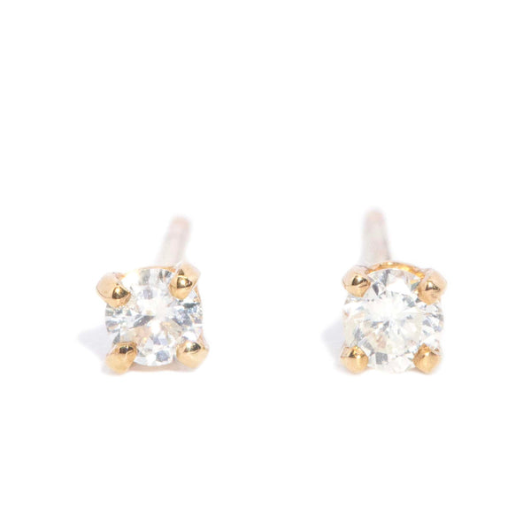Emery Vintage Diamond Studs 9ct Yellow Gold Earrings Imperial Jewellery 