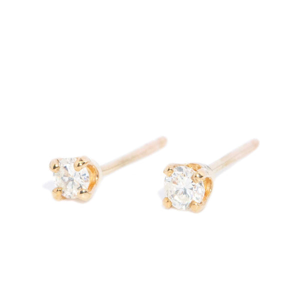 Emery Vintage Diamond Studs 9ct Yellow Gold Earrings Imperial Jewellery 