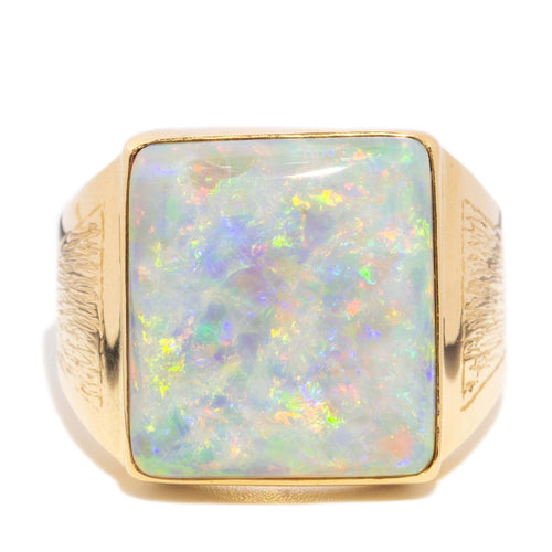 Emilio Victorian Australian Opal Dress Ring 18K Yellow Gold