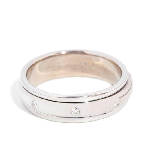 Emma Flush Set Diamond Spinner Ring 18K White Gold