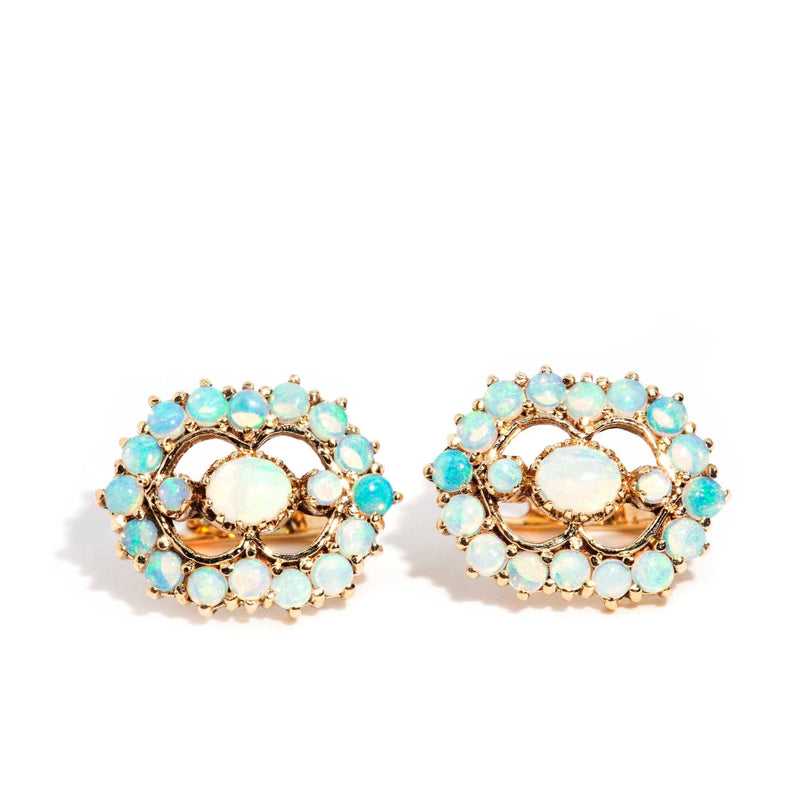 Emmeline Solid Australian Crystal Opal Earrings 9ct Gold* DRAFT Rings Imperial Jewellery 