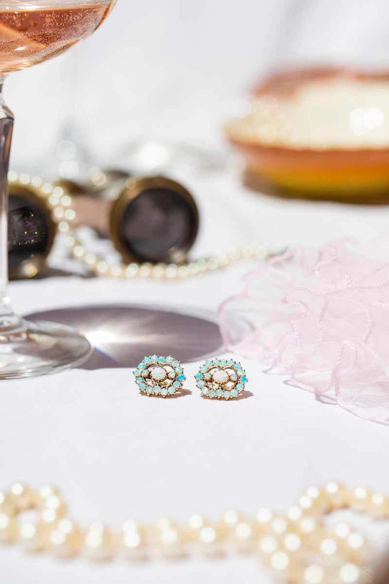 Emmeline Solid Australian Crystal Opal Earrings 9ct Gold Earrings Imperial Jewellery 