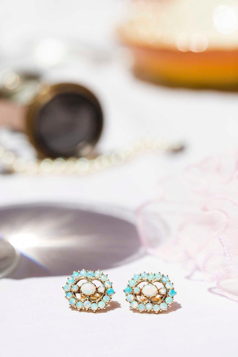 Emmeline Solid Australian Crystal Opal Earrings 9ct Gold Earrings Imperial Jewellery 
