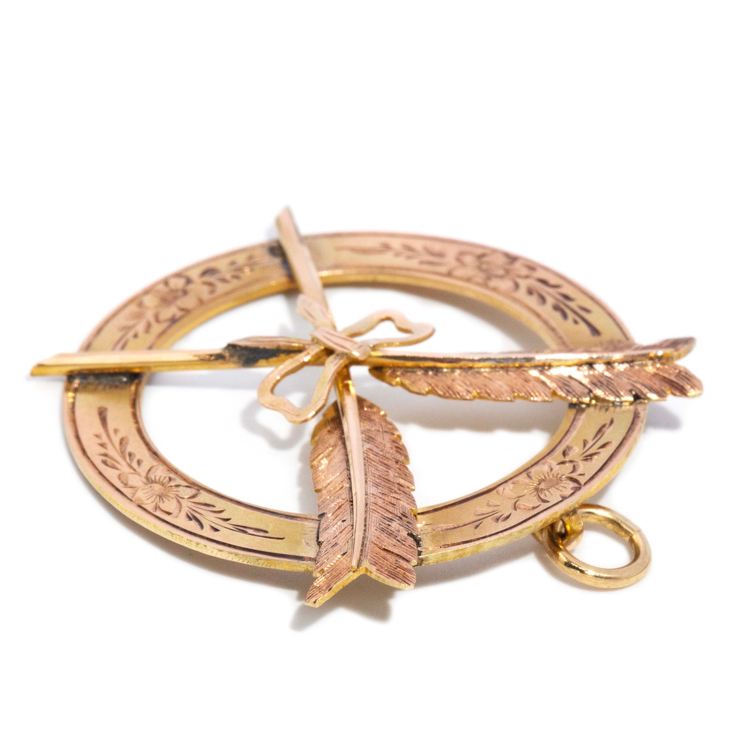 Eowyn 1929 Disc Arrow Pendant 14ct Gold Pendants/Necklaces Imperial Jewellery 