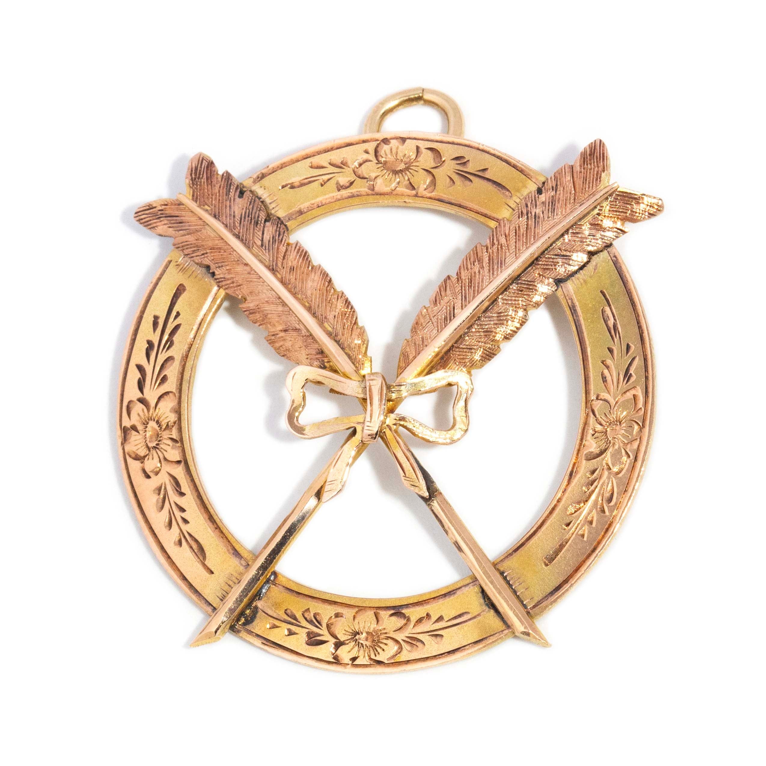 Eowyn 1929 Disc Arrow Pendant 14ct Gold Pendants/Necklaces Imperial Jewellery 