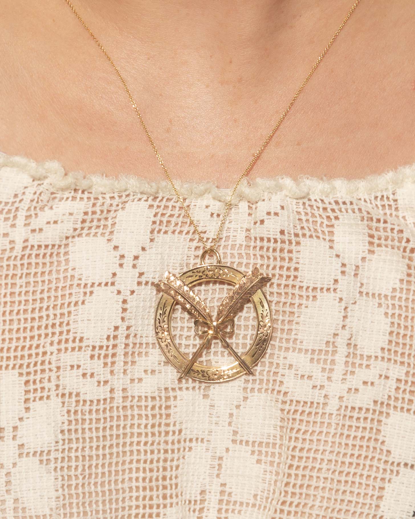 Eowyn 1929 Disc Arrow Pendant 14ct Gold Pendants/Necklaces Imperial Jewellery 