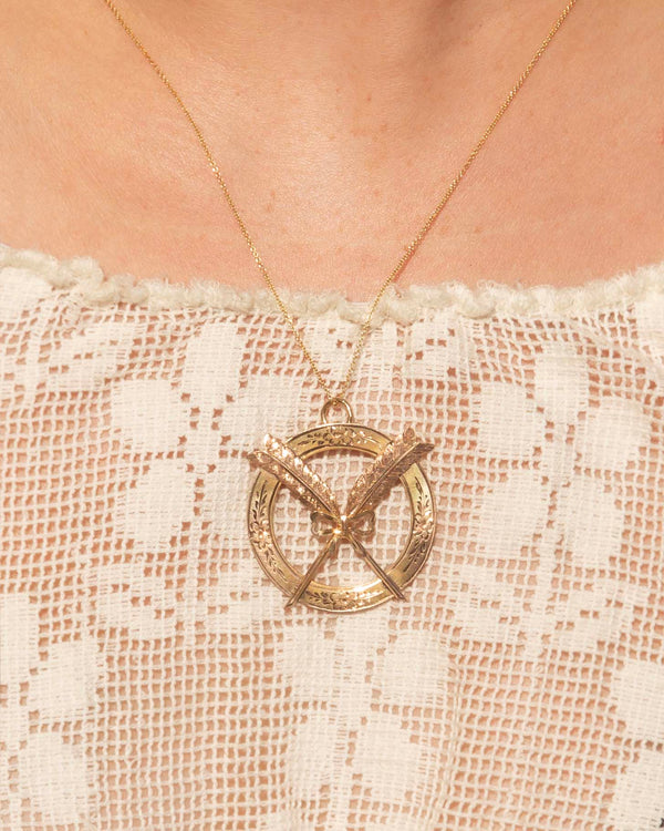 Eowyn 1929 Disc Arrow Pendant 14ct Gold Pendants/Necklaces Imperial Jewellery 