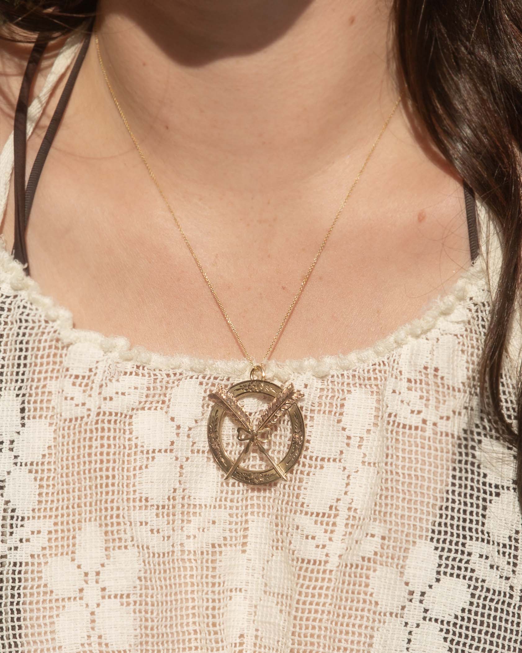 Eowyn 1929 Disc Arrow Pendant 14ct Gold Pendants/Necklaces Imperial Jewellery 
